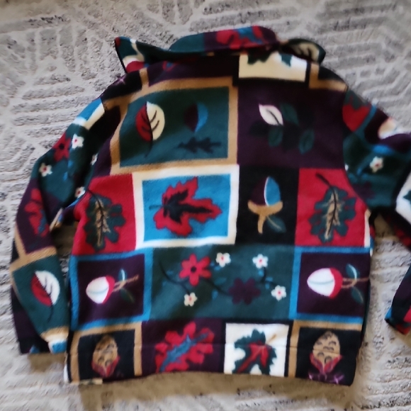 Vintage TanJay Colorblock Floral Leaf Fleece Jacket Women’s SP - Picture 4 of 6